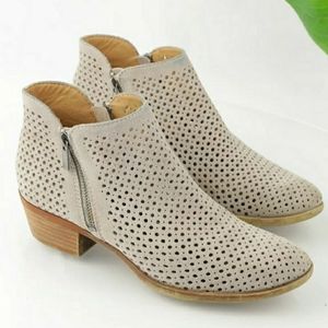 Lucky Brand Grey Perforated Suede Ankle Booties